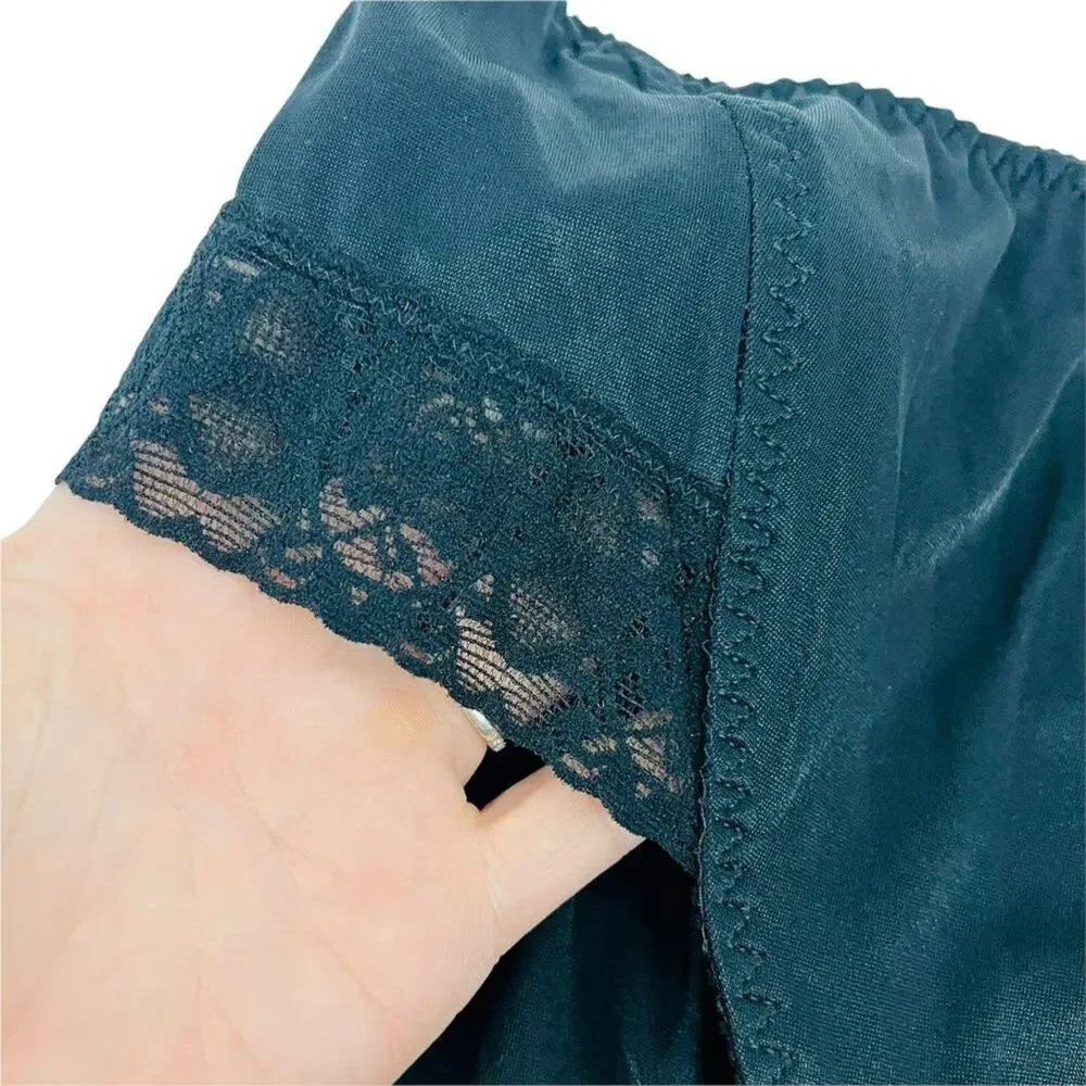 Vintage USA Black Sheer Inky Black Nylon Lace Panty Brief Womens 44/46